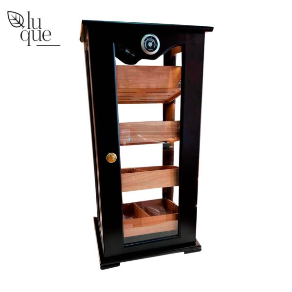 HUMIDOR ALTO CON PUERTA CRISTAL NEGRO Luque